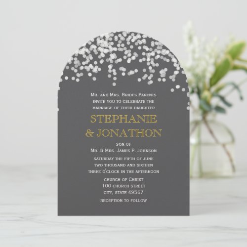 Gray and Yellow Shooting Stars Wedding Invitations