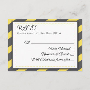 Gray and Yellow Stripes Elegant RSVP Card