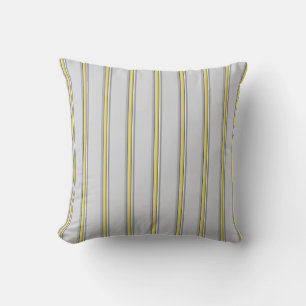 Gray and Yellow Stripes Pattern/Print Throw Pillow