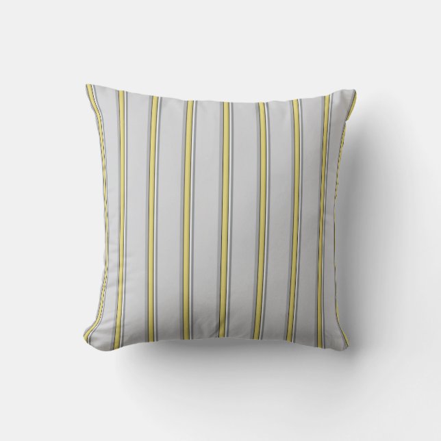 Gray and Yellow Stripes Pattern/Print Throw Pillow (Front)