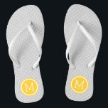 Gray and Yellow Tiny Dots Monogram Flip Flops<br><div class="desc">Custom printed flip flop sandals with a cute girly polka dot pattern and your custom monogram or other text in a circle frame. Click Customize It to change text fonts and colors or add your own images to create a unique one of a kind design!</div>