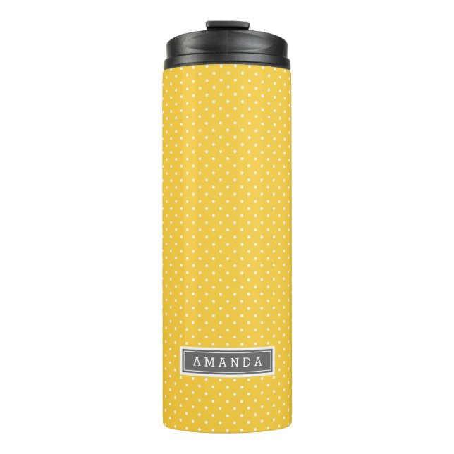 Gray and Yellow Tiny Dots Monogram Thermal Tumbler (Front)