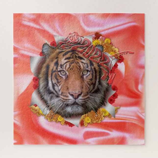 Gray and Yellow tulips on texture Canvas Print Jigsaw Puzzle (Vertical)