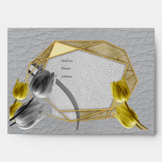 Gray and Yellow tulips on texture Envelope (Front)