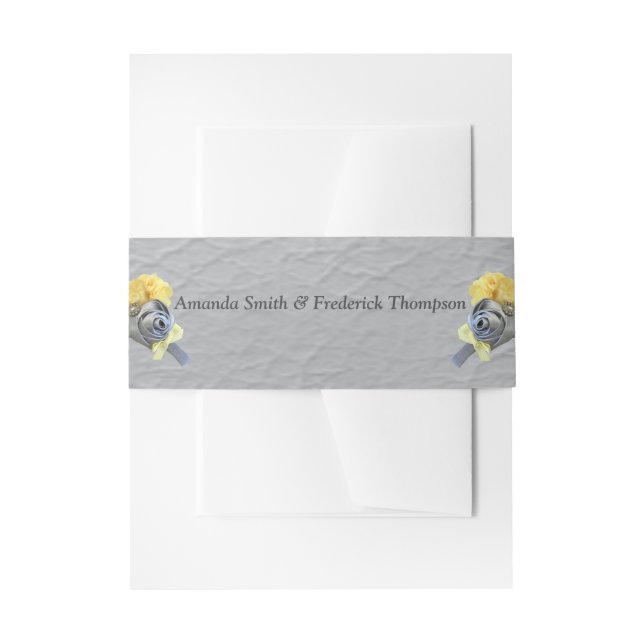 Gray and Yellow tulips on texture Invitation Belly Band (Front Example)