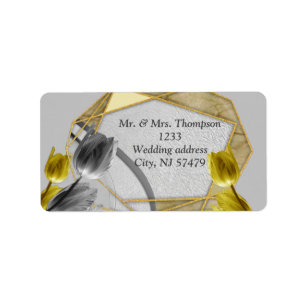 Gray and Yellow tulips on texture Label