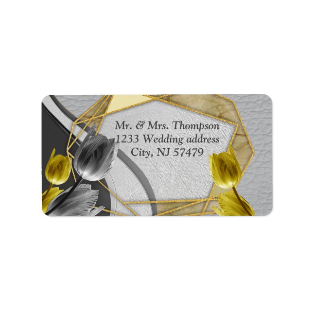 Gray and Yellow tulips on texture Label (Front)