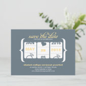 Gray and Yellow Vegas Slot Machine Save The Date Invitation (Standing Front)