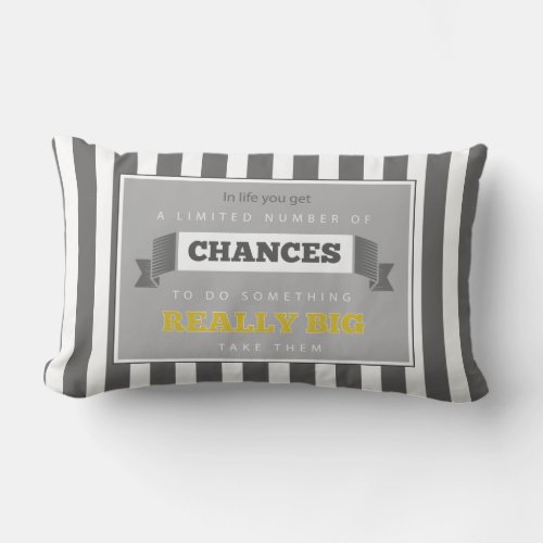 Gray and Yellow Vintage Modern Inspirational Quote Lumbar Pillow