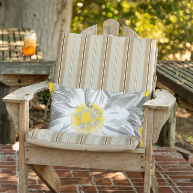 Gray and Yellow Vintage Painted Flower Pillow (Chair)