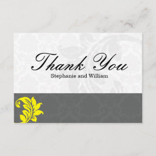 Gray and Yellow Wedding Thank You Card