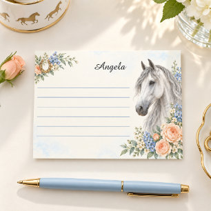Gray Andalusian Peach and Blue Floral Post-it Notes