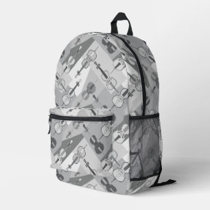 Gray Angled Cellos Printed Backpack