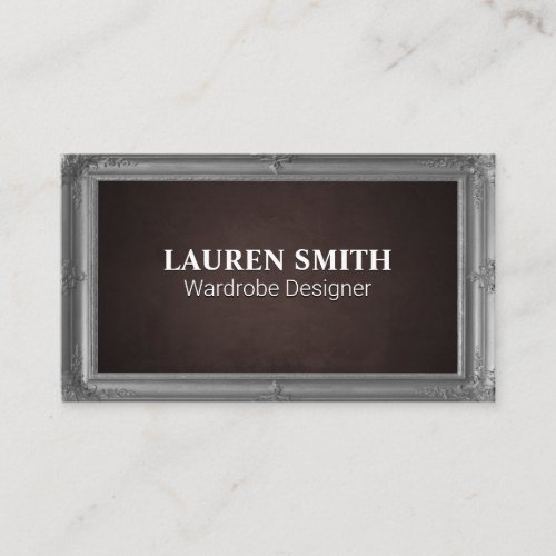 Gray Antique Frame  Brown Texture Business Card