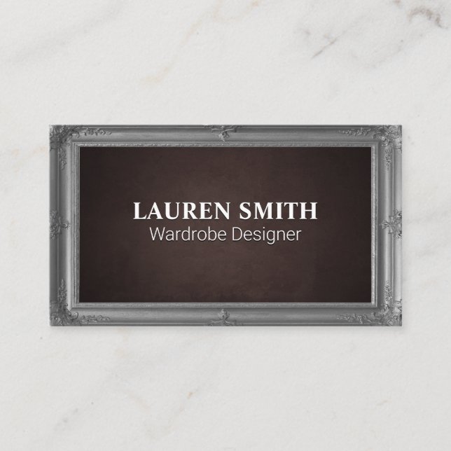 Gray Antique Frame | Brown Texture Business Card (Front)