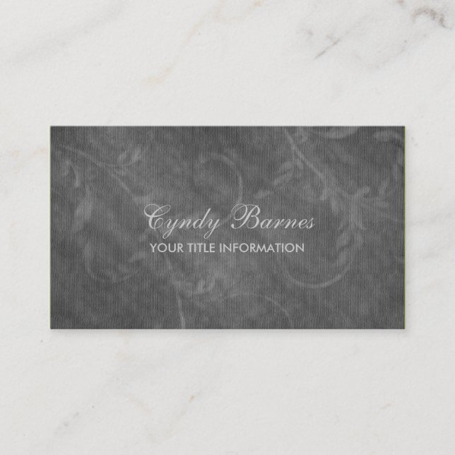 Gray Antiqued Vine Pattern Business Card (Front)
