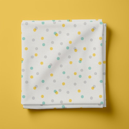 Gray Aqua and Yellow Confetti Dots Fabric