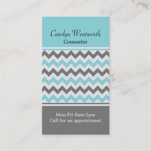 Gray &amp; Aqua Chevron Custom Business Card