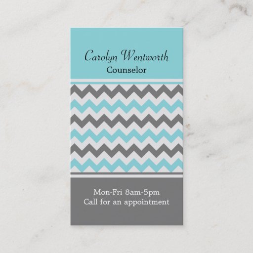 Customizable Gray &amp; Aqua Chevron Custom Business Card
