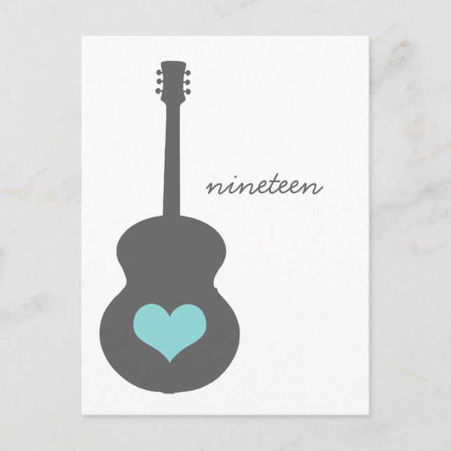 Gray/Aqua Guitar Heart Table Postcard (Front)