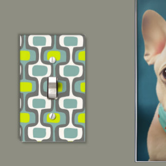 Gray Aqua Lime Teal Mid-Century Modern Pattern Light Switch Cover
