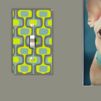 Gray Aqua Lime Teal Mid-Century Modern Pattern Light Switch Cover