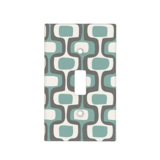 Gray Aqua Mid-Century Modern Pattern Light Switch Cover