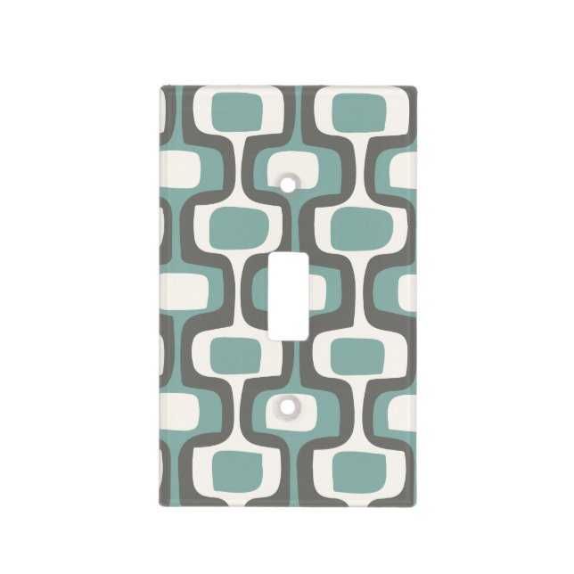 Gray Aqua Mid-Century Modern Pattern Light Switch Cover (Front)