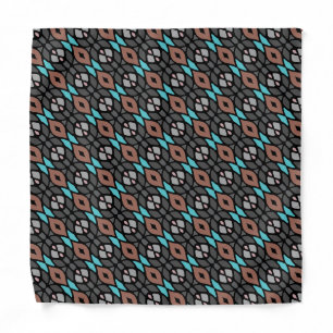 Gray Aqua Turquoise Blue Black Tribal Pattern Bandana