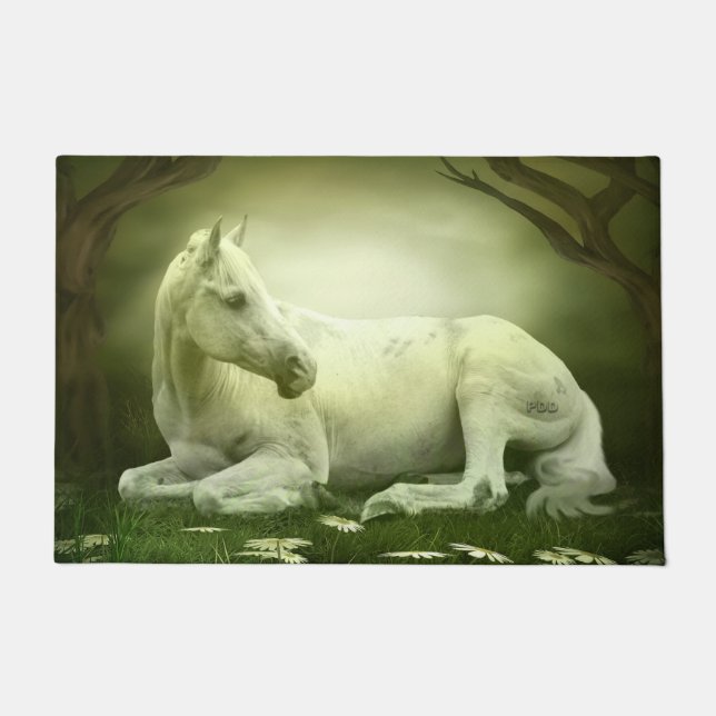 Gray Arabian Horse Doormat (Front)
