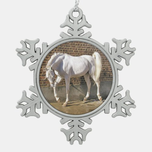 Gray Arabian Stallion Christmas Ornament