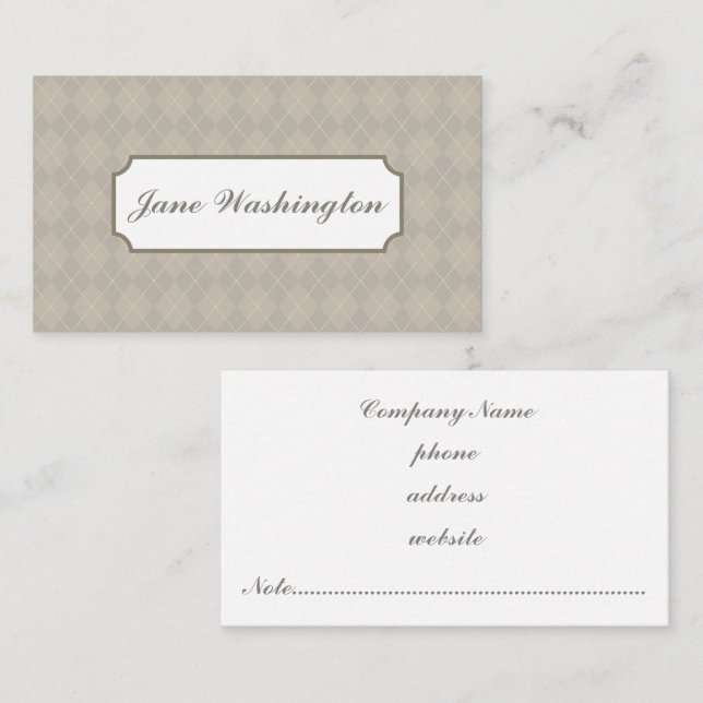 Gray Argyle Business Card (Front/Back)