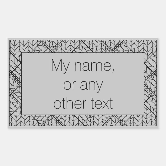 GRAY ARGYLE KNIT Rectangle Sticker + Text (Front)