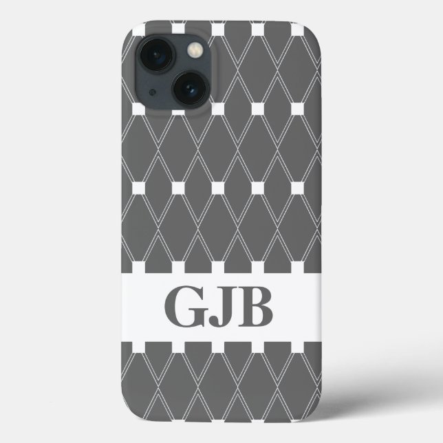 Gray Argyle Lattice with monogram Case-Mate iPhone Case (Back)