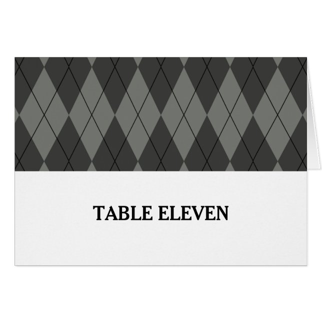 Gray Argyle Table Number Card (Front Horizontal)