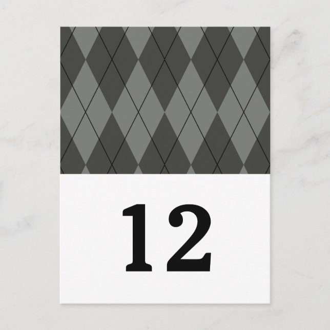 Gray Argyle Table Number Postcard (Front)