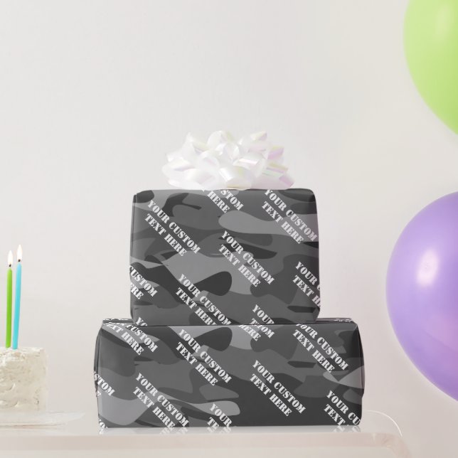 Gray army camo camouflage pattern custom Birthday Wrapping Paper (Party Gifts)