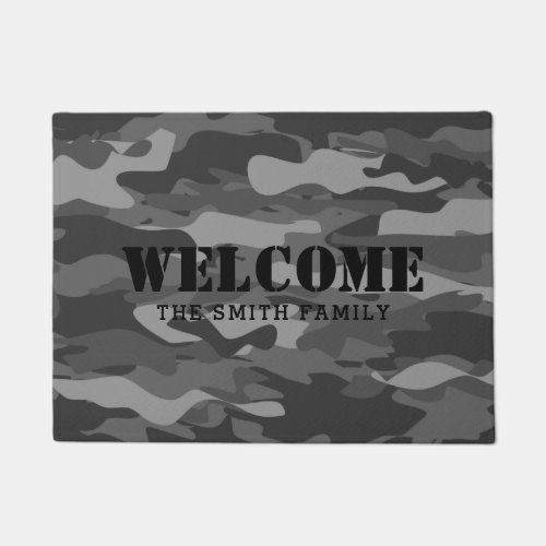 Gray army camo military camouflage custom welcome doormat