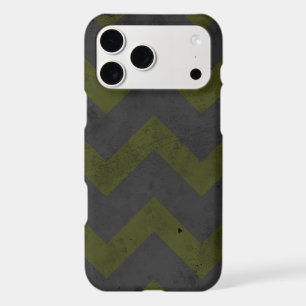 Gray army green vintage chevron pattern lines iPhone 17 pro max case