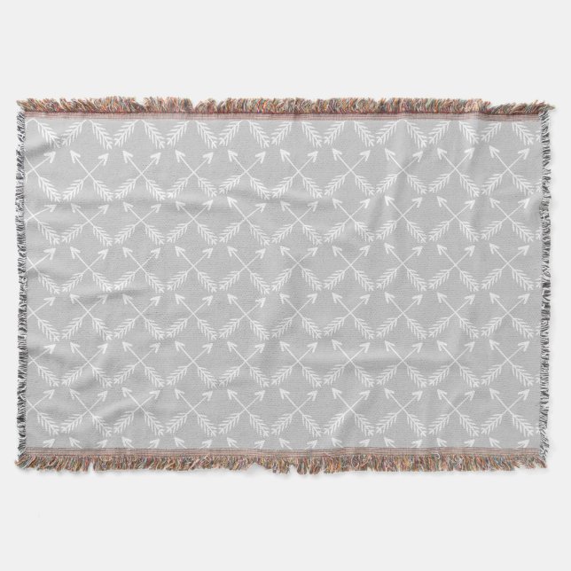 Gray Arrow Pattern Throw Blanket (Front)