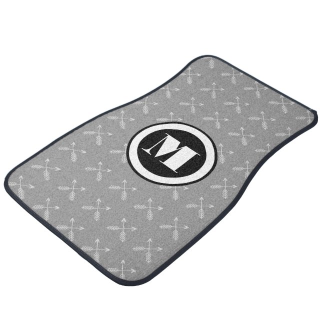 Gray Arrows Personalized Monogram Car Floor Mat (Angled)