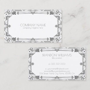 Gray Art Deco Frame 2 Business Card