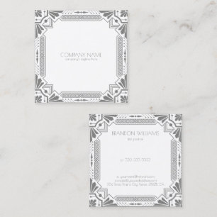 Gray Art Deco Frame Square Business Card