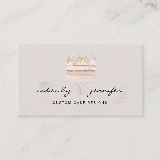 Gray artisan wedding cake event catering business card (Front)