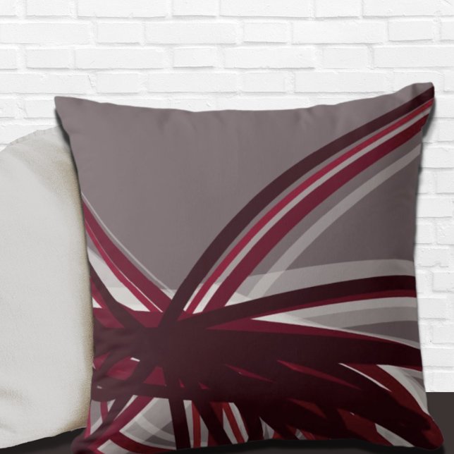 Gray Artistic Abstract Ribbons Throw Pillow (Creator Uploaded)