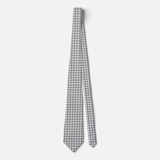  Gray Ash Gingham Check   Neck Tie (Front)