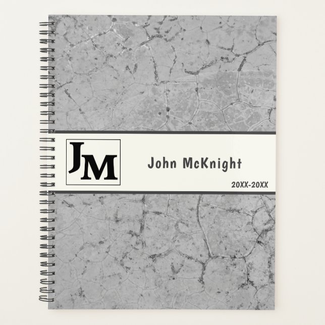 Gray Asphalt Grunge Masculine Design Planner (Front)
