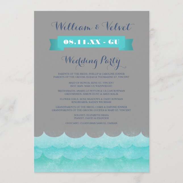 Gray At Sea Nautical Wedding Programs (Front)