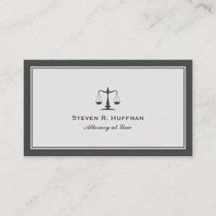 Gray Attorney Justice Scale Professional Business Card