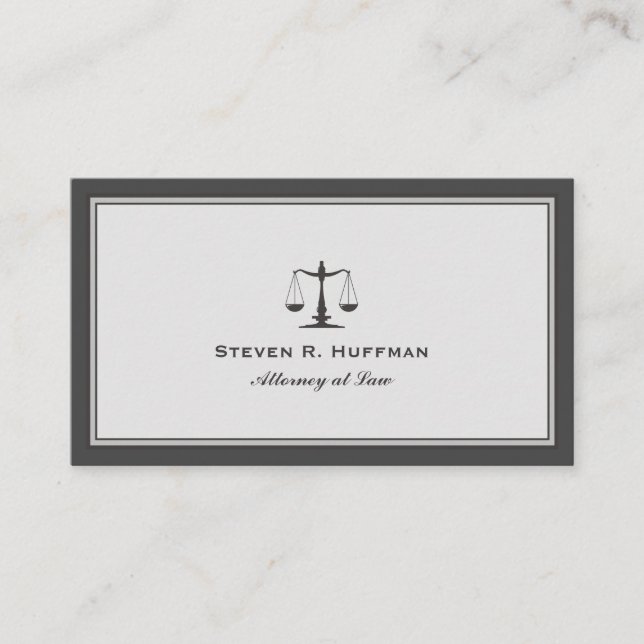Gray Attorney  Justice Scale Professional Business Card (Front)